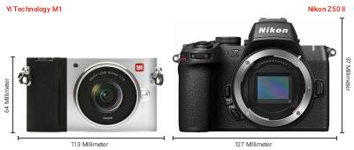 Größenvergleich: YI Technology M1 vs. Nikon Z50 II