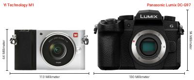 Größenvergleich: YI Technology M1 vs. Panasonic Lumix DC-G97 Größenvergleich: YI Technology M1 vs. Panasonic Lumix DC-G97