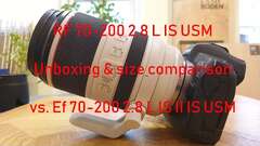 Canon RF 70-200 f2.8 L IS USM vs. EF 70-200 f2.8 L IS II USM very quick unboxing and size comparison